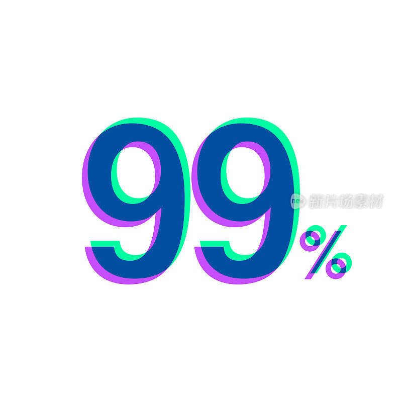 99% - 99%。图标与两种颜色叠加在白色背景上